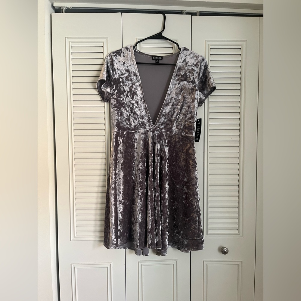 Velvet V-neck Mini Dress